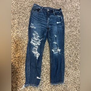 American Eagle Outfitters Dark Blue Distressed Skinny Jeans